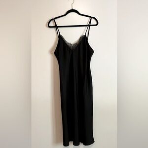 A New Day Women’s Lace Trim Midi Slip Dress - Size Medium, Black
